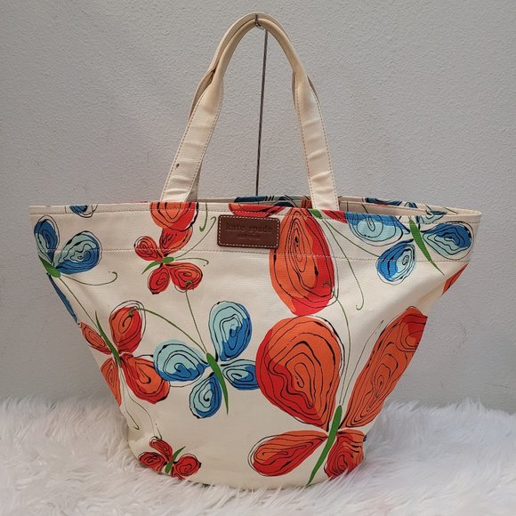 RARE Kate Spade Coal butterfly 🦋 large canvas tote - Picture 2 of 13